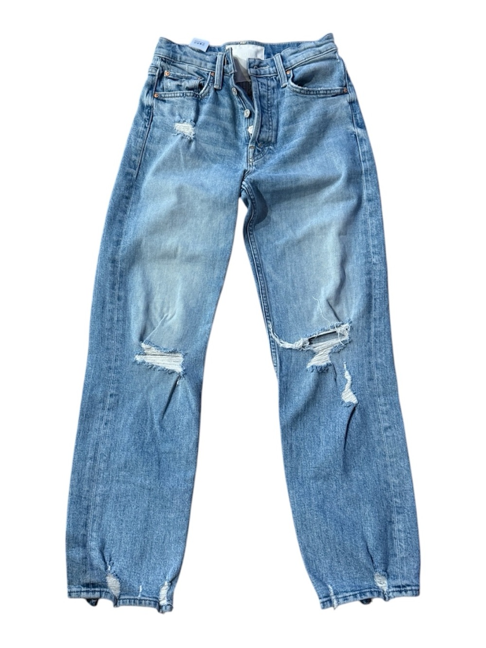 NWOT Mother Tomcat Light Blue Distressed Women’s Jeans Sz 24